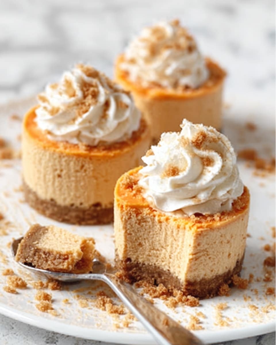 The image shows three small cheesecake cups, each with three clear layers. The bottom layer is a crumbly brown crust, rough in texture and compacted. The middle layer is thick and creamy with a pale beige color, smooth and soft. The top layer is a swirl of white whipped cream sprinkled with small brown crumbs, adding texture. One cheesecake cup is partially eaten, showing the distinct three layers clearly. The cups are placed on a white marbled surface, and there is a small spoon nearby with some cheesecake on it. Photo taken with an iphone --ar 4:5 --v 7