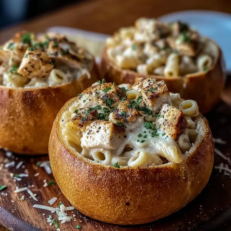 Chicken Alfredo Garlic Bread Bowls Recipe