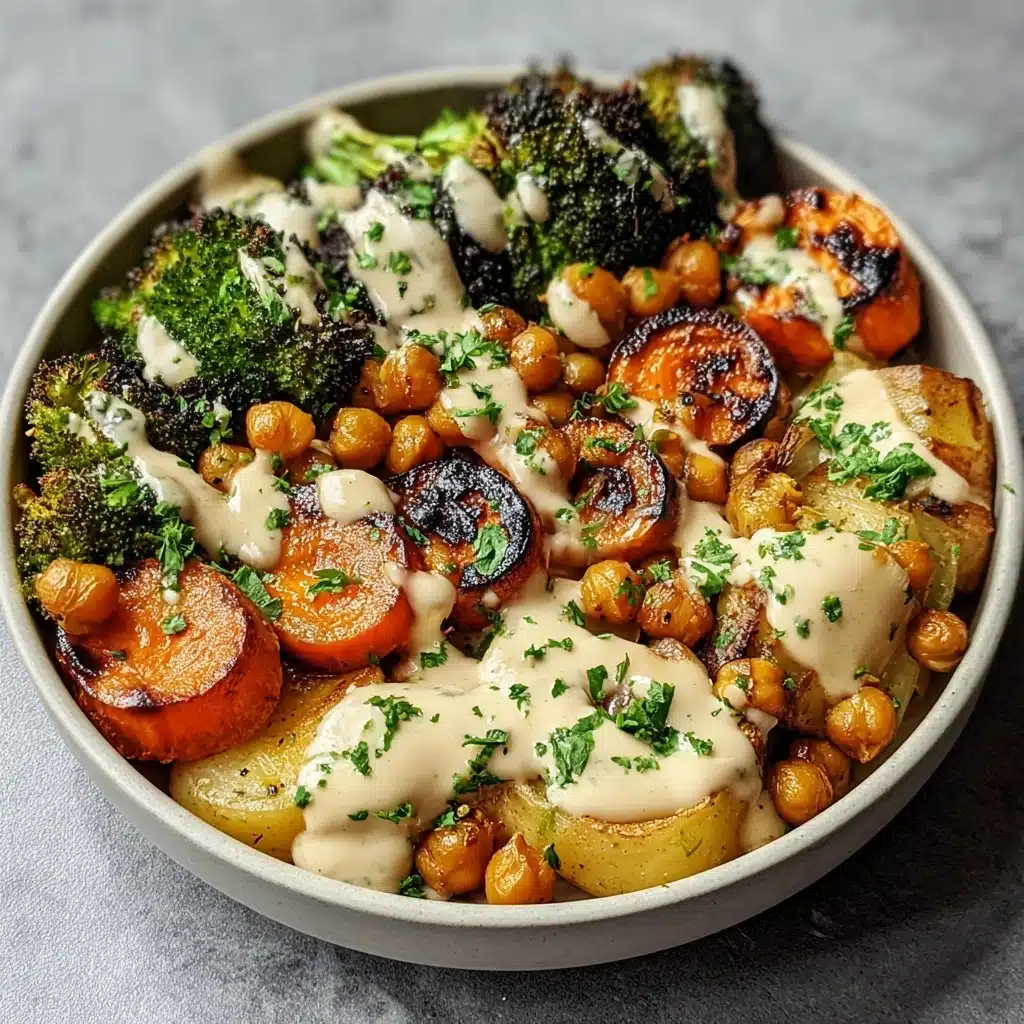 Roasted Vegetable & Chickpea Bowl with Tahini Dressing Recipe - Recipe Image