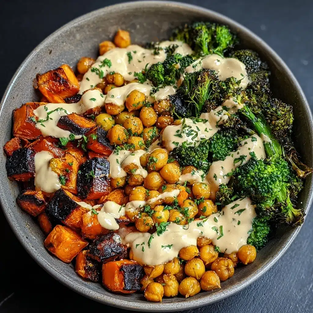 Roasted Vegetable & Chickpea Bowl with Tahini Dressing Recipe - Recipe Image