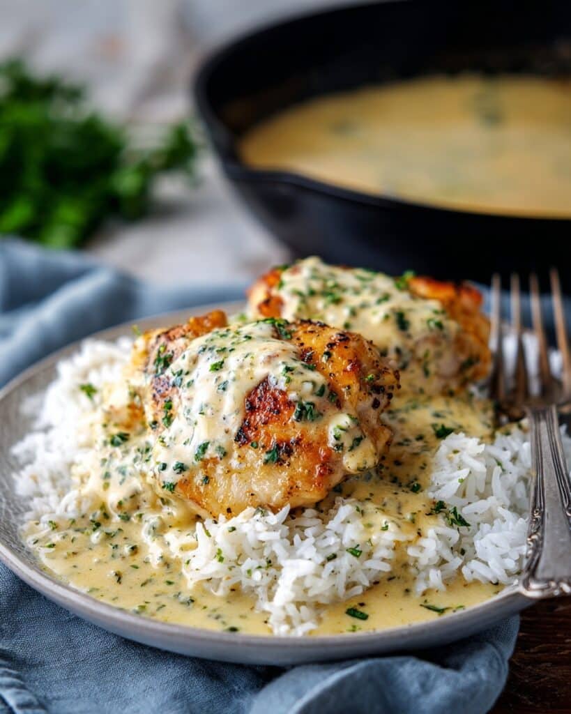 Creamy Smothered Chicken and Rice Recipe