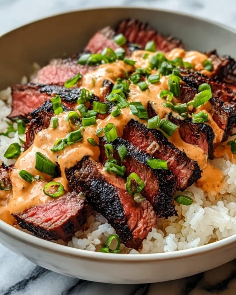 Korean BBQ Steak Rice Bowls with Spicy Cream Sauce Recipe