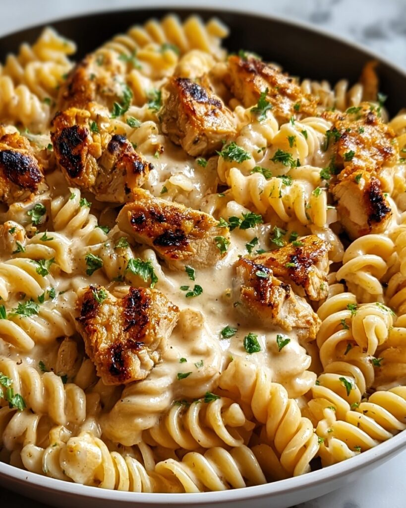 Cheesy Cajun Garlic Chicken Rotini Skillet Recipe