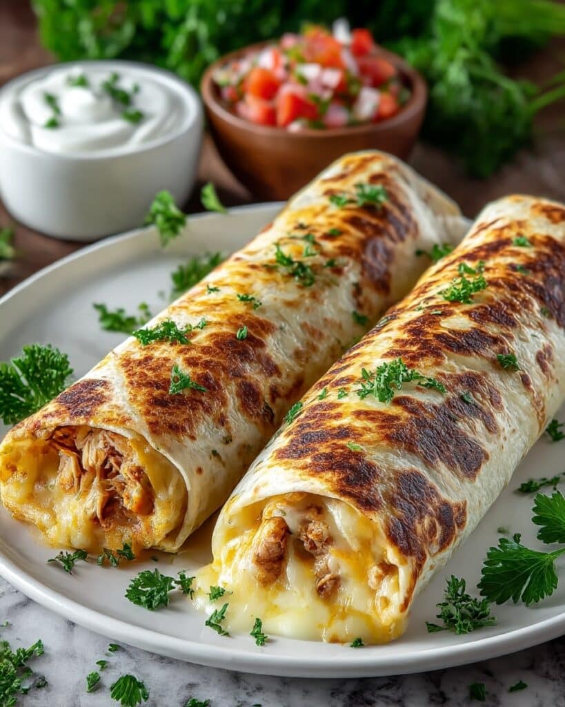 Cozy Cheesy Garlic Chicken Wraps Recipe
