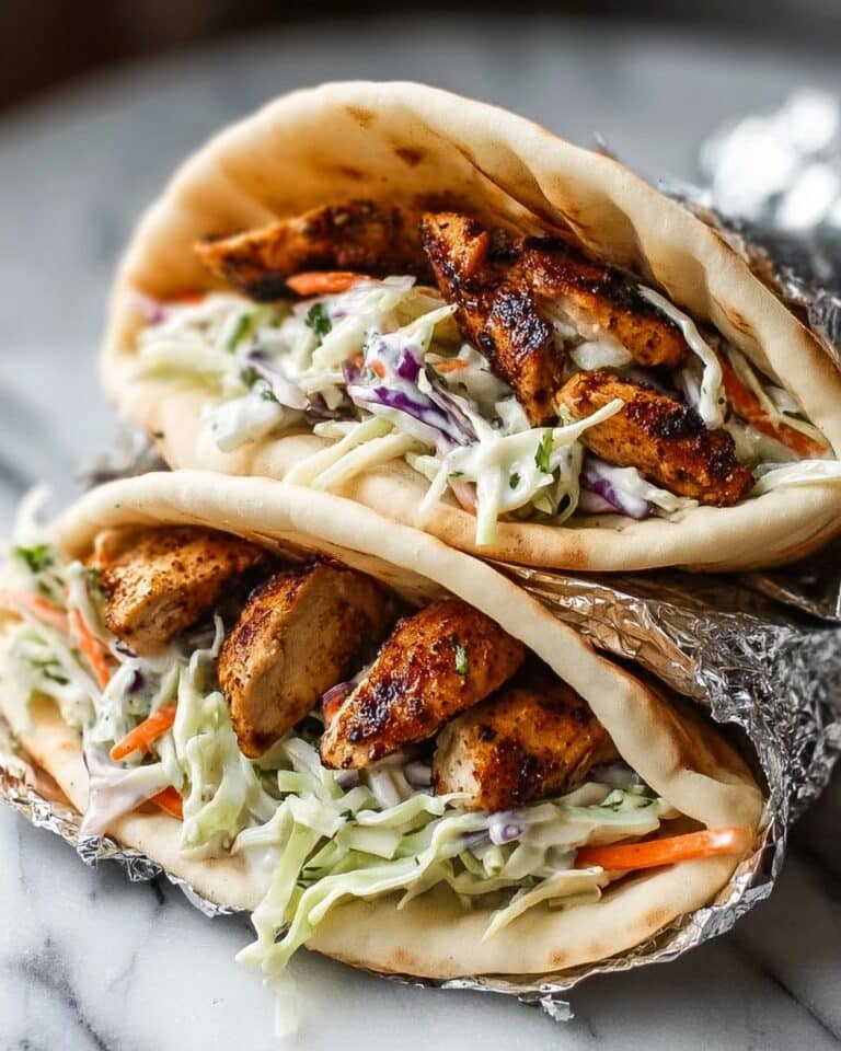 Chicken Pitas with Herby Ranch Slaw Recipe