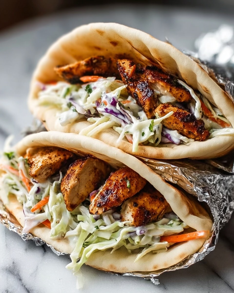 Chicken Pitas with Herby Ranch Slaw Recipe