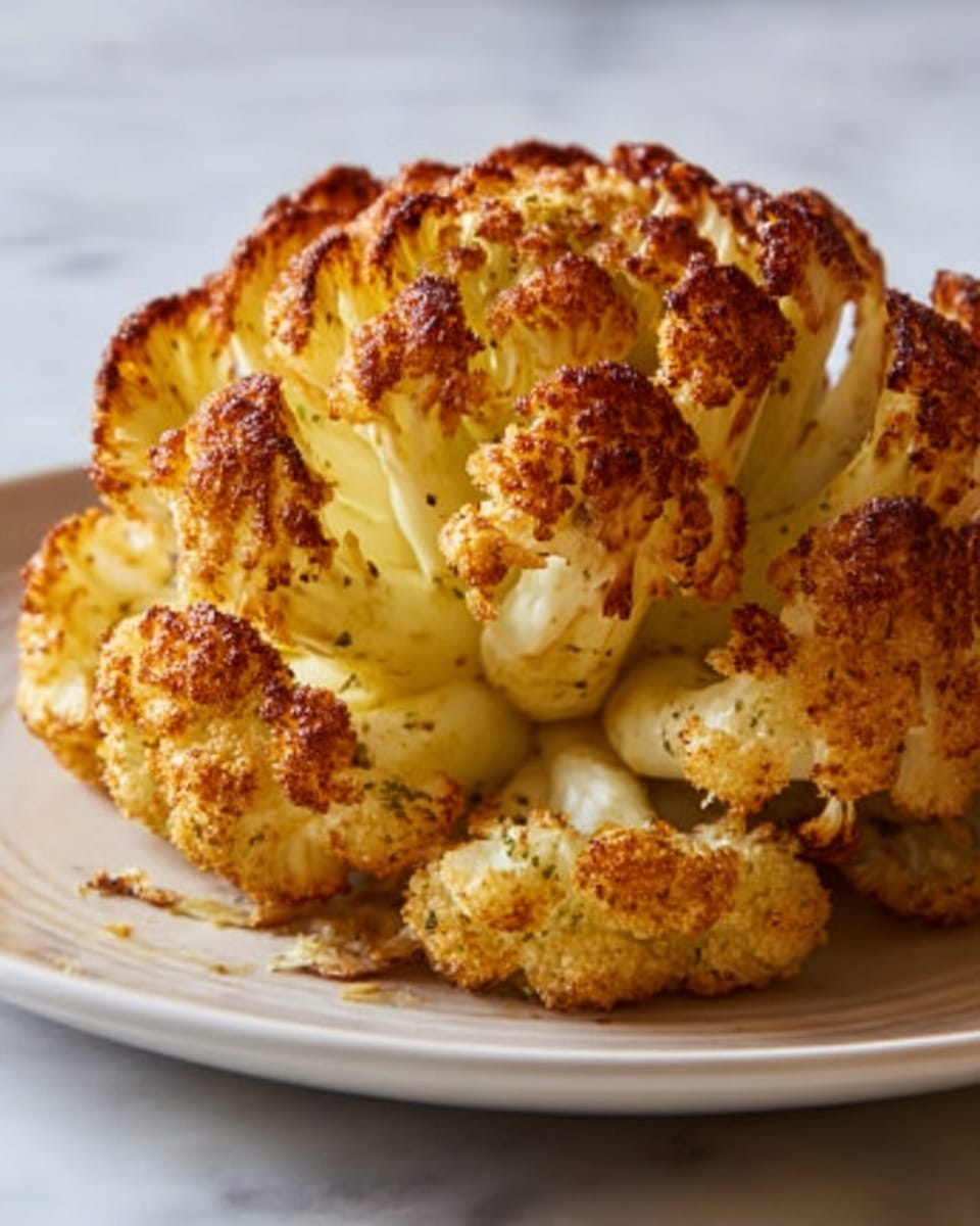 A whole blooming onion fried to a golden brown with crispy, textured edges and soft white layers inside. The onion petals are spread out in an open flower shape, showing a mix of crunchy brown and light yellow colors. It is placed on a simple white plate that contrasts with the rich colors of the fried onion, while the background is a white marbled surface with soft diffuse light highlighting the dish’s crispiness. Photo taken with an iphone --ar 4:5 --v 7