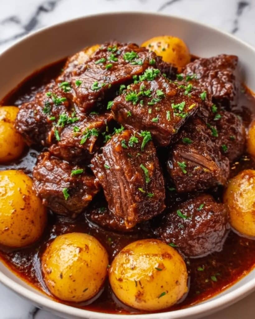 Slow Cooker Garlic Butter Beef with Potatoes Recipe