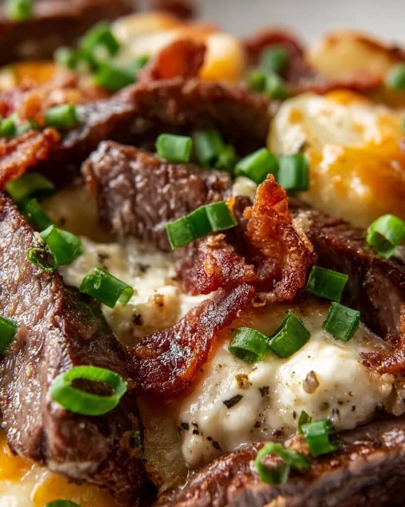 Crockpot Loaded Steak and Potato Bake Recipe