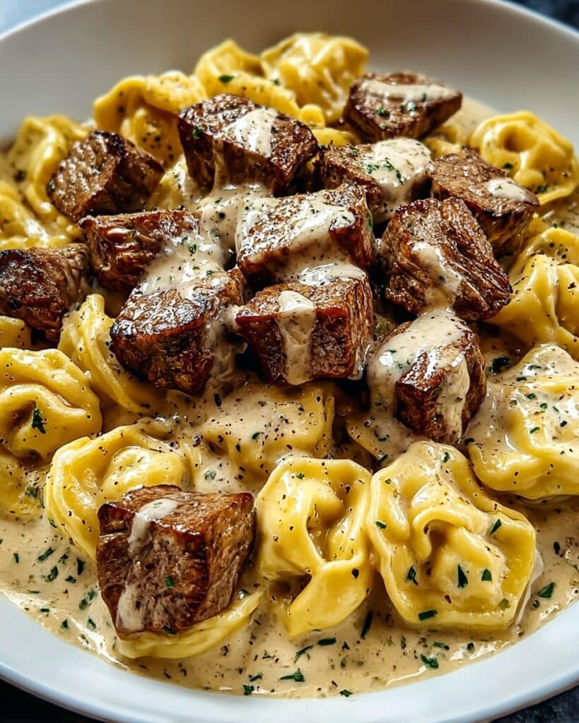Cracked Garlic Steak Tortellini in Creamhouse Sauce Recipe