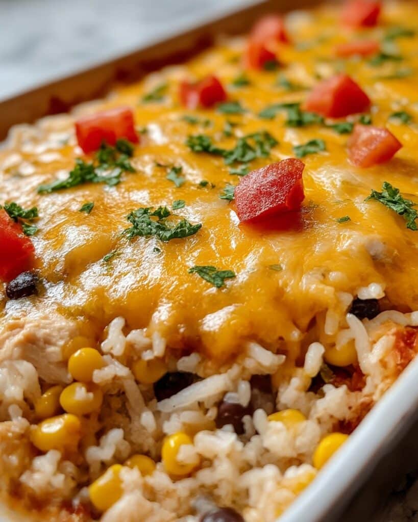 Cheesy Salsa Chicken and Rice Bake Recipe