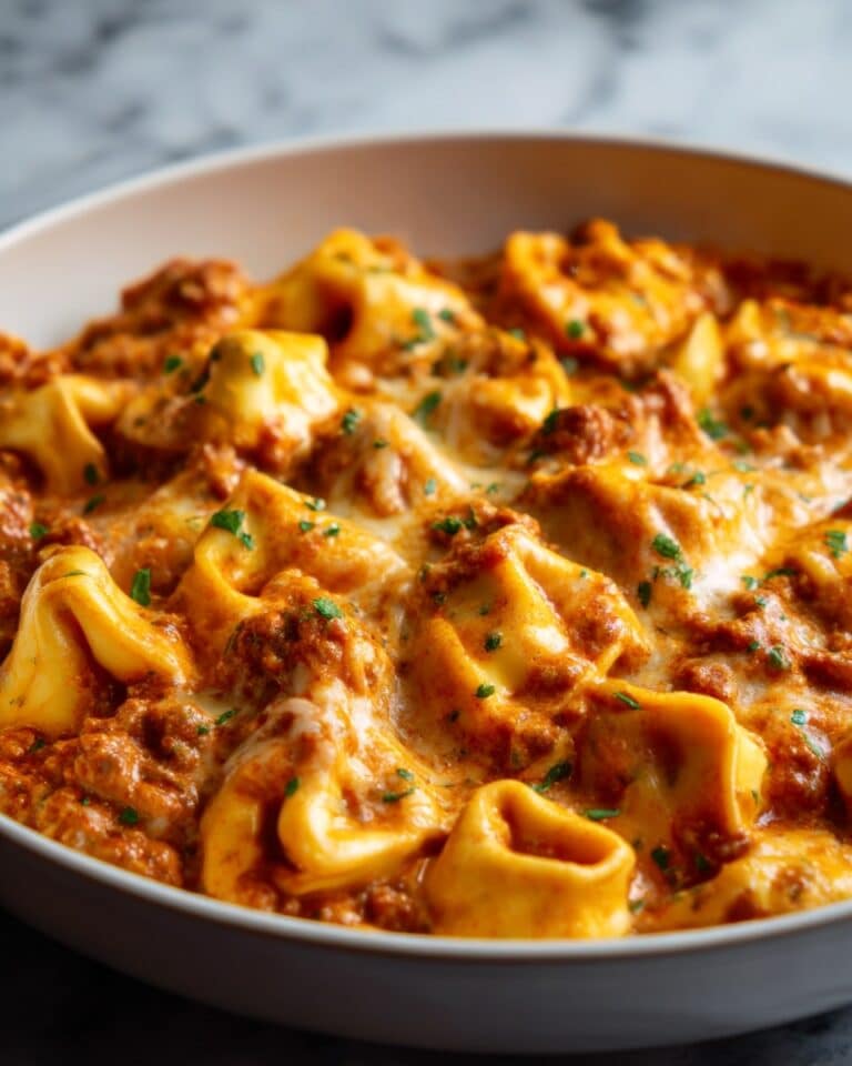 Creamy Cheese Tortellini with Meat Sauce Recipe