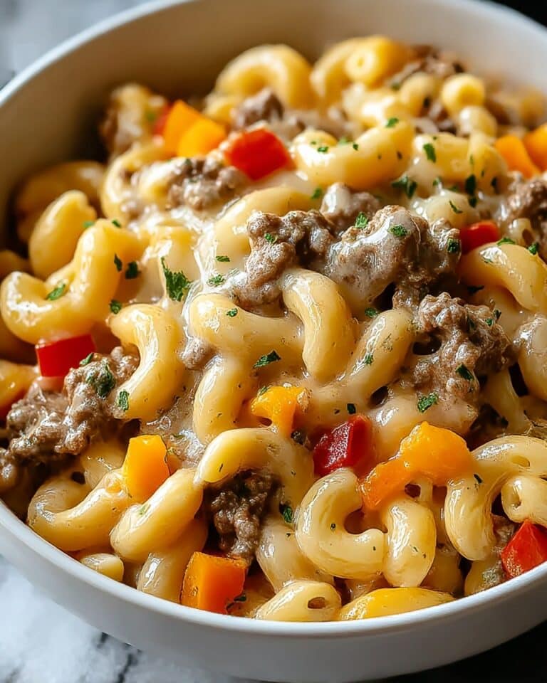 High-Protein Creamy Philly Cheesesteak Mac & Cheese Recipe