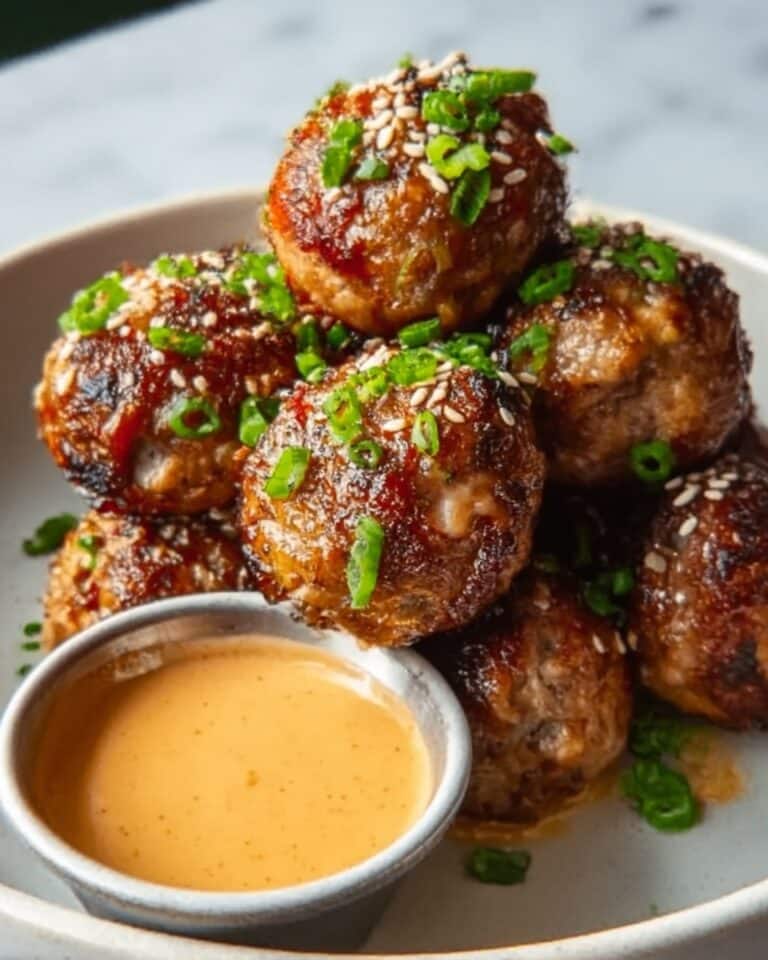 Korean BBQ Meatballs with Spicy Mayo Dip Recipe
