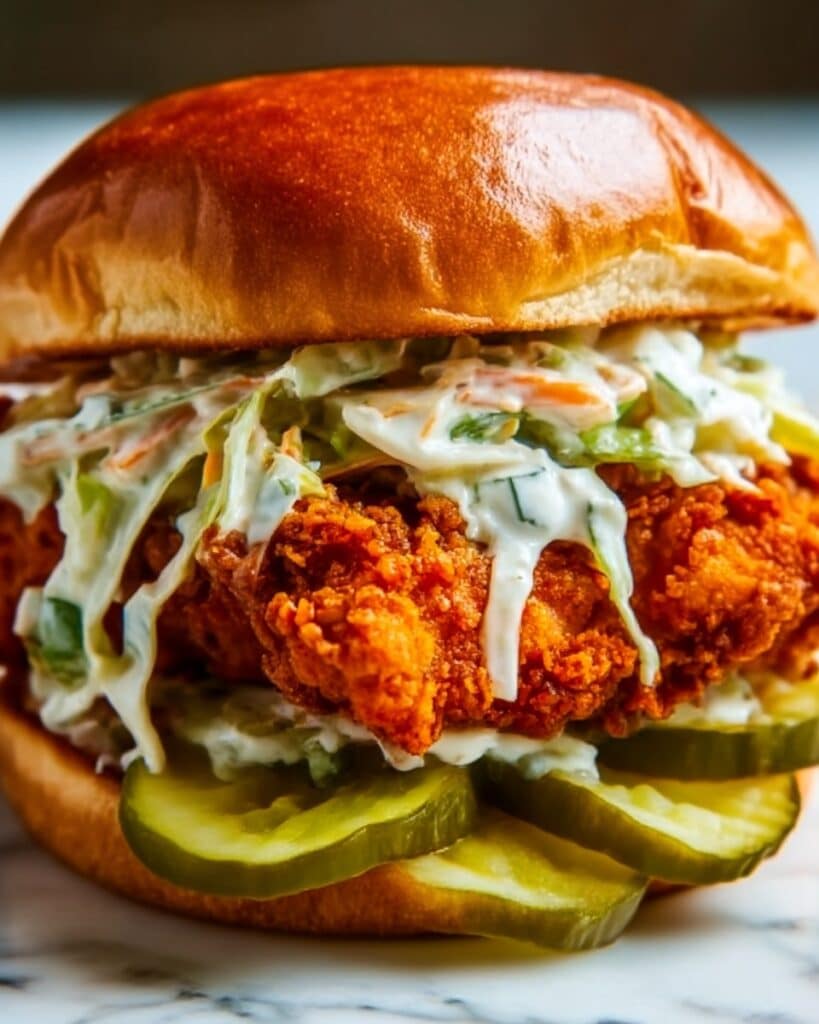 Crispy Buffalo Chicken Sandwich with Ranch Slaw Recipe